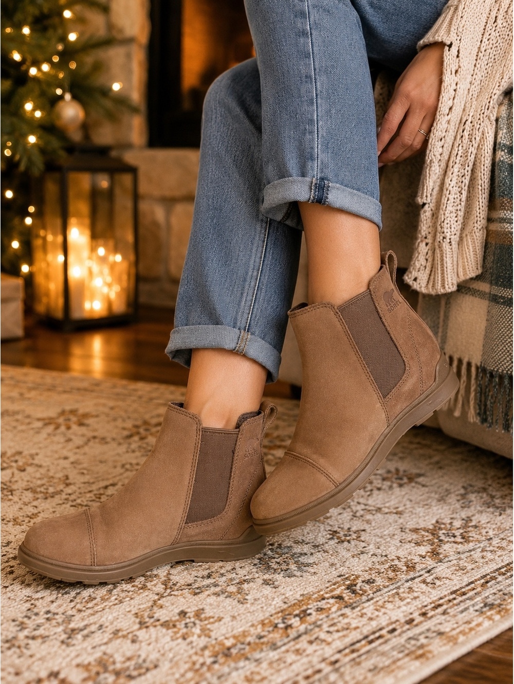 Sorel Women’s Chelsea Ankle Boots Tan Suede Waterproof Slip On Size 8 EU 39